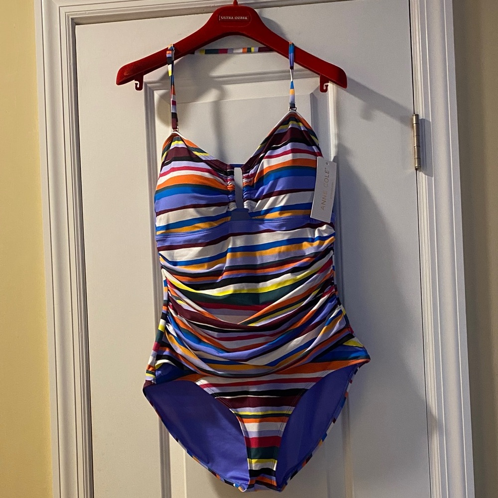Anne Cole Body Contouring Lined Swimsuit Matching Cover Up Listed Separately New